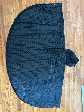 Rains Black Textured Hooded Rain Poncho